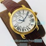 EG Factory Swiss Replica Ronde De Cartier Yellow Gold Watch 40MM White Dial